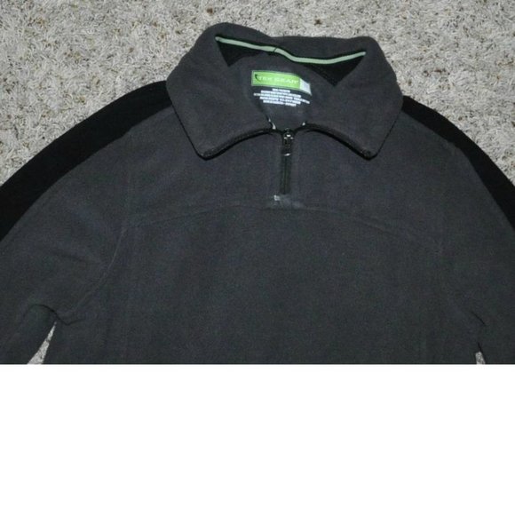 *Fleece Shirt Tek Gear sz 10/ Gray Black Long Sleeve 1/4 Zip Neck Sweatshirt Boy - Picture 2 of 3